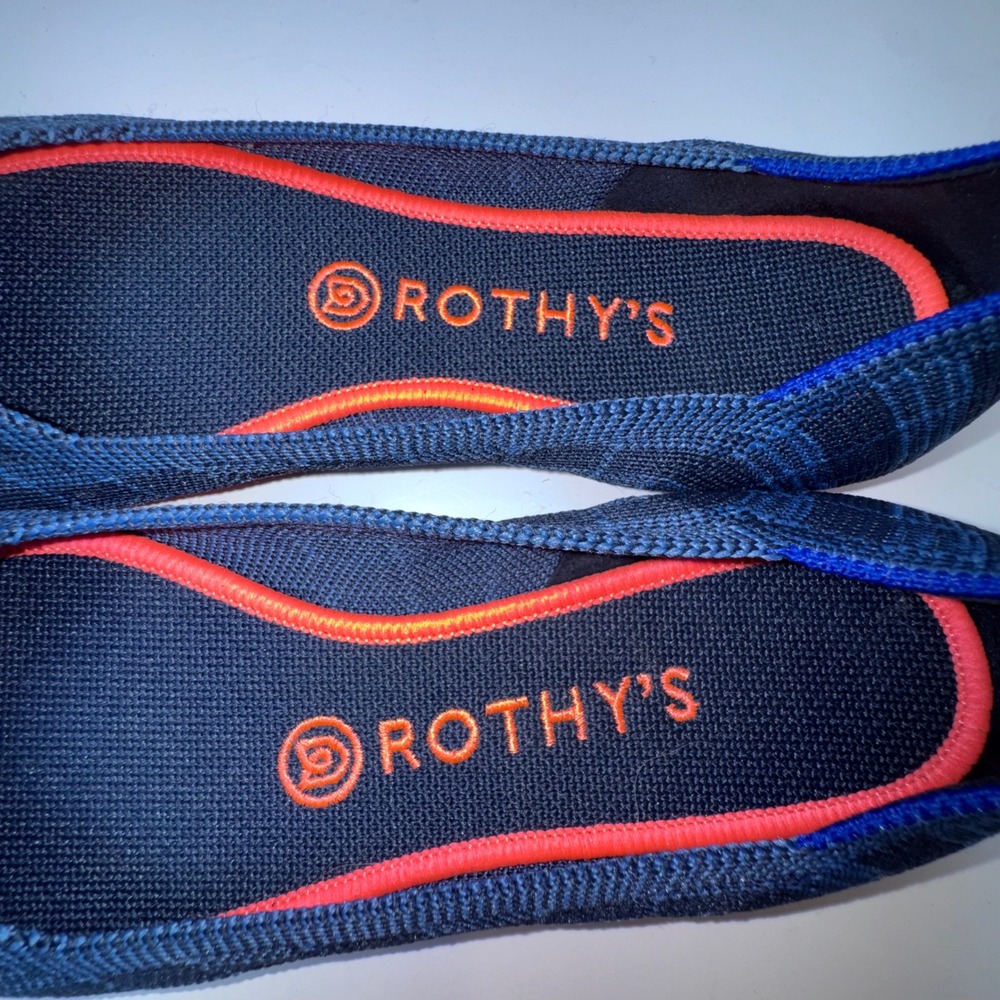 Rothy's The Point Women 8.5 Retired Indigo Gingham Plaid Flats Preppy - Picture 3 of 9